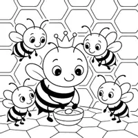 Vorschau - Mal- und Bastelvorlagen - Bienen im Bienenstock Ausmalbilder (50 Malvorlagen) inkl. Stundenentwurf (PDF) - Seite 1