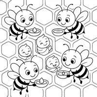 Vorschau - Mal- und Bastelvorlagen - Bienen im Bienenstock Ausmalbilder (50 Malvorlagen) inkl. Stundenentwurf (PDF) - Seite 2
