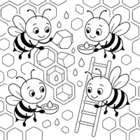 Vorschau - Mal- und Bastelvorlagen - Bienen im Bienenstock Ausmalbilder (50 Malvorlagen) inkl. Stundenentwurf (PDF) - Seite 3