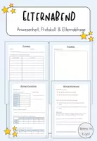 Vorschau - Anderer Materialtyp - Protokoll, Poster, Steckbrief und Abfrage für den Elternabend - Deckblatt