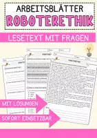Vorschau - Arbeitsblätter - Roboterethik Medien Lesetext mit Richtig Falsch Multiple Choice und Offenen Fragen - Deckblatt
