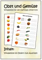 Vorschau - Arbeitsblätter - Obst und Gemüse. Arbeitsblatt zum Ausfüllen - Deckblatt