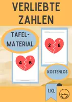 Vorschau - Arbeitsblätter - Verliebte Zahlen halbe Herzen kostenloses Poster Tafelmaterial - Deckblatt