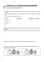 Vorschau - Arbeitsblätter - Allgemeine Bestimmung der (Ablese-)Messunsicherheit - Deckblatt