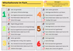 Vorschau - Anderer Materialtyp - Mitarbeitsnote Übersicht für Transparenz - Deckblatt