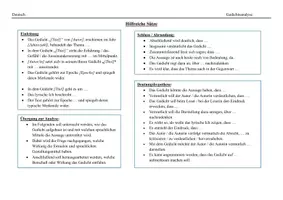 Vorschau - Merkblätter - Gedichtsanalyse - Hilfreiche Sätze - Deckblatt