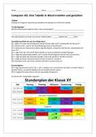 Vorschau - Arbeitsblätter - Computer AG - Eine Tabelle in Word erstellen und gestalten - Seite 1