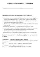 anteprima - Compiti in classe/Test - Esame di grammatica per la IV primaria - Pagina 1