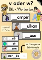 Vorschau - Bildkarten - Bild-/Wortkarten: v oder w? (Rechtschreibung) - Deckblatt