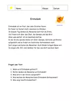 Vorschau - Arbeitsblätter - Erntedank: Zweifach differenzierter Text mit Fragen - Seite 1