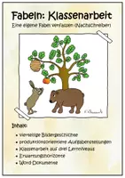 Vorschau - Fördermaterial/Inklusion - Fabeln. Klassenarbeit (Nachschreiber). Eine eigene Fabel nach Bildern verfassen - Deckblatt