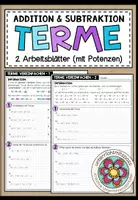 Vorschau - Arbeitsblätter - TERME (mit Potenzen) - Addition & Subtraktion (2 Arbeitsblätter) - Deckblatt