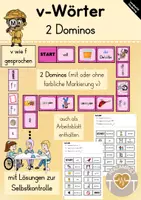 Vorschau - Arbeitsblätter - Domino: v-Wörter (v wie Vogel, f ausgesprochen) - Deckblatt