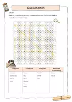 Vorschau - Arbeitsblätter - Freebie – Suchsel "Quellenarten" – Spielerische Wiederholung (Geschichte, Klasse 5/6) - Seite 2
