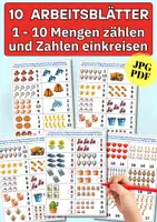 Vorschau - Arbeitsblätter - Zählen lernen leicht gemacht – 10 Arbeitsblätter bis 20 | Für Kita, Vorschule & Grundschule - Deckblatt