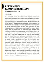 Vorschau - Arbeitsblätter - Listening Comprehension - Englisch – School Life in the UK (inkl. MP3 in 2 Geschwindigkeiten + Lösungen) - Seite 1