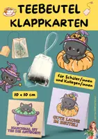 Vorschau - Mal- und Bastelvorlagen - Karten für Teebeutel mit Halloween Katzen und Sprüchen - Deckblatt