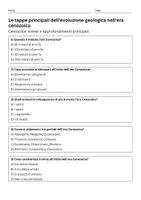 anteprima - Quiz - Quiz: Ricostruire le tappe principali dell'evoluzione geologica nell'era cenozoica - Pagina 1