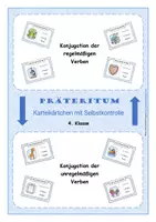 Vorschau - Aufgabenkarten - Präteritum - Karteikärtchen mit Selbstkontrolle - Deckblatt