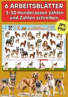 Vorschau - Arbeitsblätter - Zählen üben mit Tieren – 10 Arbeitsblätter mit Hunderassen und Zahlenkärtchen 1–10 | Vorschulkinder - Deckblatt