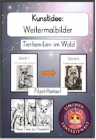 Vorschau - Mal- und Bastelvorlagen - Kunst - Weitermalbilder Tiere im Wald - Deckblatt