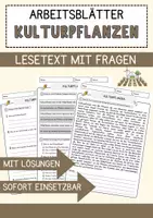 Vorschau - Arbeitsblätter - Kulturpflanzen Biologie Pflanzen Lesetext mit Richtig Falsch Multiple Choice und Offenen Fragen - Deckblatt