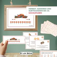 Vorschau - Fördermaterial/Inklusion - Herbst: Addieren und Subtrahieren bis 10 - Sachaufgaben. - Seite 1