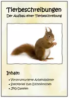Vorschau - Arbeitsblätter - Tierbeschreibung Kombipaket. Klassenarbeit und Nachschreibearbeit + Aufbau einer Tierbeschreibung - Seite 1