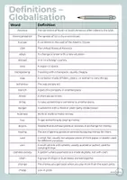 Vista previa - Juegos / Gamificación - Vocabulary Definitions Globalisation - página 1
