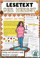 Vorschau - Arbeitsblätter - Lesetext "Der Herbst" mit Grammatik- (Wortarten) und Leseverständnisaufgaben - DaZ / Deutsch - Deckblatt