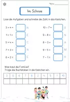Vorschau - Arbeitsblätter - Mathe Rätsel Winter: Addition & Subtraktion bis 10 - Seite 1