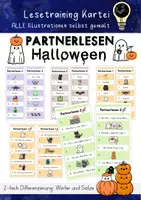 Vorschau - Arbeitsblätter - Partnerlesen Halloween | Freiarbeit Klasse 1 und 2 - Wörter und Sätze - Deckblatt