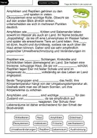 Vorschau - Arbeitsblätter - Amphibien und Reptilien | Lückentext mit Lösungen | Biologie - Seite 1