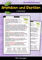 Vorschau - Arbeitsblätter - Amphibien und Reptilien | Lückentext mit Lösungen | Biologie - Deckblatt