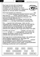 Vorschau - Arbeitsblätter - Das Auge | Lückentext mit Lösungen | Biologie - Seite 1
