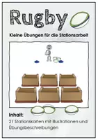 Vorschau - Stationenlernen - Rugby. Kleine Übungen für die Stationsarbeit. 21 Stationskarten für den Sportunterricht - Deckblatt