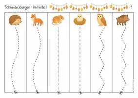 Vorschau - Mal- und Bastelvorlagen - Schneideübungen - Im Herbst (Vorschule / Feinmotorik) - Seite 2