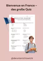 Vorschau - Arbeitsblätter - Frankreichquiz - motivierender Einstieg ins Fach Französisch - Deckblatt