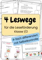 Vorschau - Arbeitsblätter - Lesewege Klasse 1 und 2 (4-fach differenziert mit Selbstkontrolle) - Deckblatt
