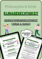 Vorschau - Arbeitsblätter - Generationengerechtigkeit beim Klimawandel (Jonas & Rawls) - Deckblatt