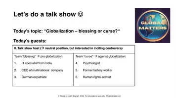 Vorschau - Arbeitsblätter - Panel discussion: Globalization - blessing or curse? - Seite 3
