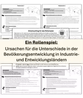 Vorschau - Arbeitsblätter - Rollenspiel: Ursachen für die Unterschiede in der Bevölkerungsentwicklung - Deckblatt