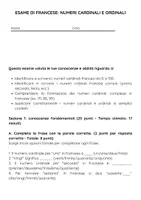 anteprima - Compiti in classe/Test - Numeri cardinali e ordinali in francese - Pagina 1