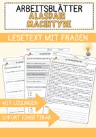 Vorschau - Arbeitsblätter - Alasdair MacIntyre Ethik und Philosophie Lesetext mit Richtig Falsch Multiple Choice und Fragen zum Text - Deckblatt