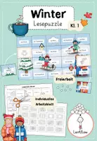 Vorschau - Arbeitsblätter - Lesen Winter: Lesepuzzle | Erstlesen, Lesetraining DAZ - Deckblatt