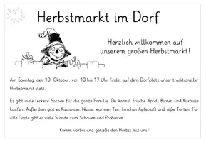 Vorschau - Arbeitsblätter - Der Herbst: Herbst-Flyer lesen und Sätze zuordnen - Seite 1