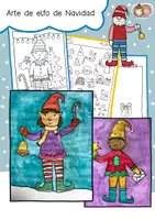 Vista previa - Manualidades / Dibujos para colorear - Arte de elfos de Navidad - Portada