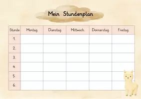 Vorschau - Arbeitsblätter - Alpakaklasse - Stundenplan - Seite 1
