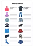 Vorschau - Arbeitsblätter - Abbigliamento. Arbeitsblatt zum Ausfüllen. Vokabeltabelle - Seite 1