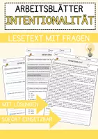 Vorschau - Arbeitsblätter - ntentionalität Ethik und Philosophie Lesetext mit Richtig Falsch Multiple Choice und Fragen zum Text - Deckblatt